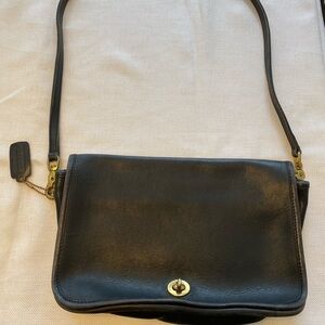 Vintage Coach black leather bag